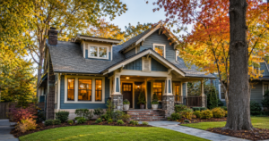 Market-ready Atlanta Craftsman home with professional landscaping and autumn foliage